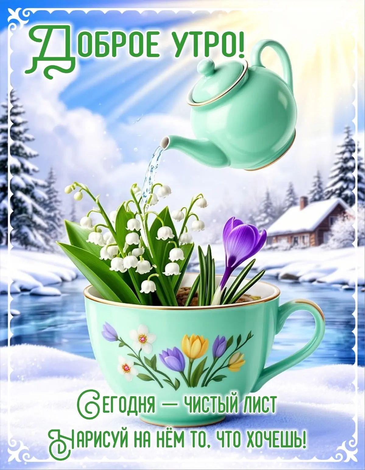 Доброе утро! Сегодня — чистый лист. Нарисуй на нём то, что хочешь!