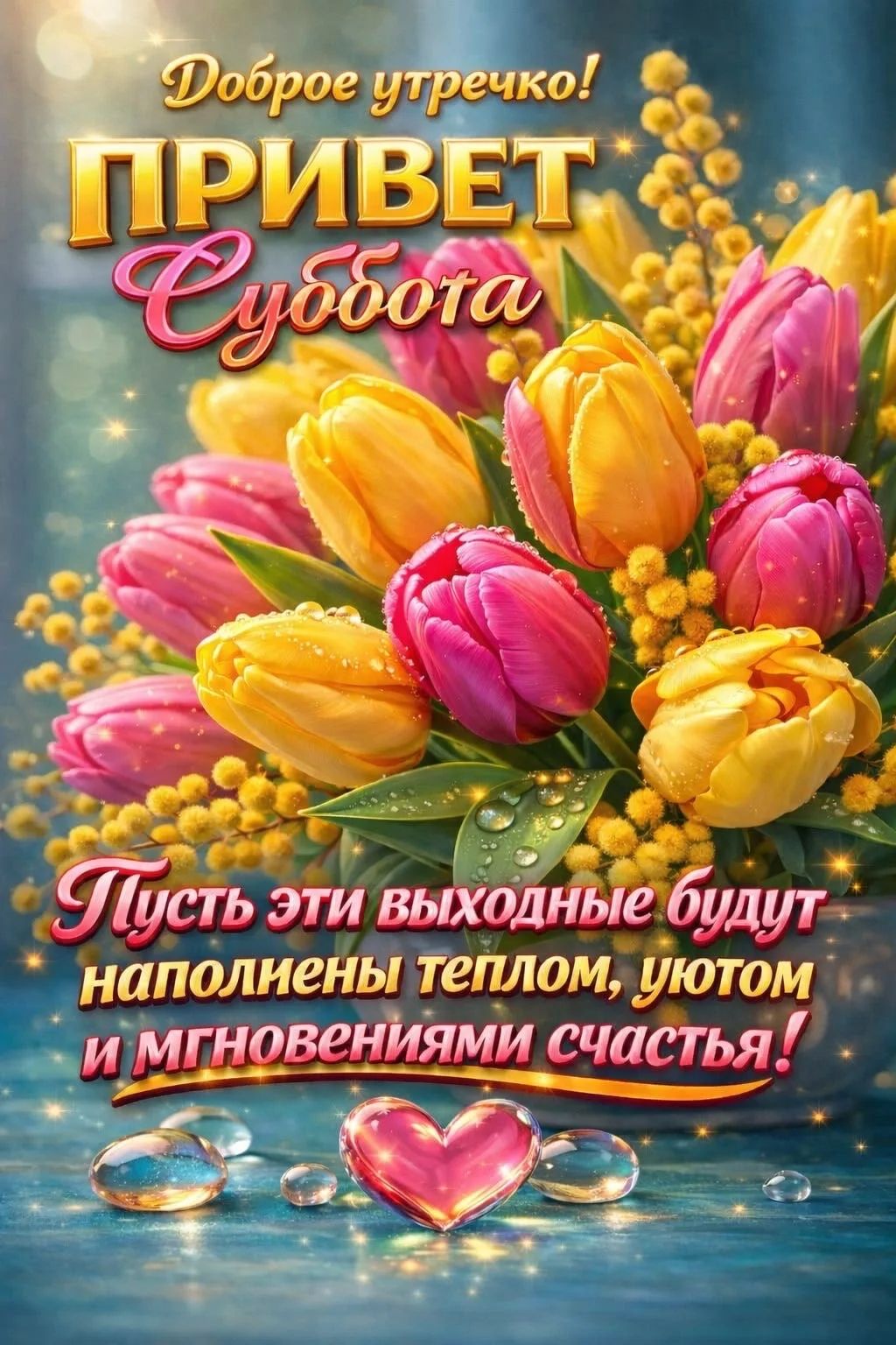 Доброе утречко! ПРИВЕТ Суббота Пусть эти выходные будут наполнены теплом, уютом и мгновениями счастья!