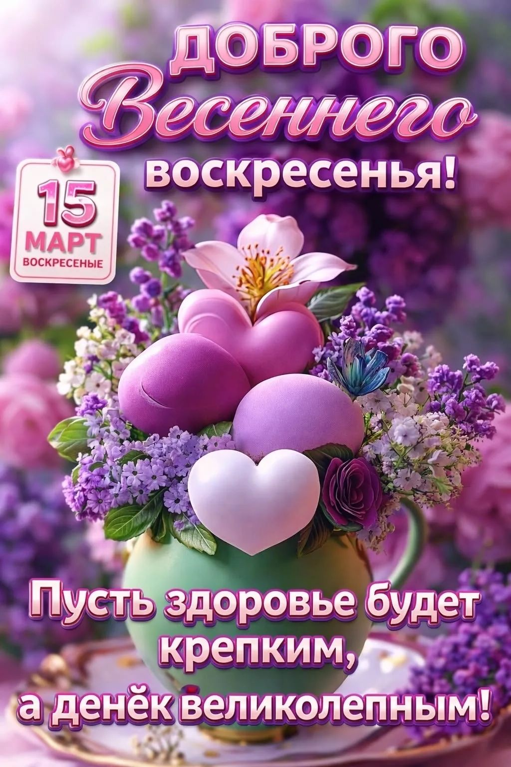 ДОБРОГО Весеннего воскресенья! 15 МАРТ, ВОСКСРЕСЕНЬЕ. Пусть здоровье будет крепким, а денёк великолепным!