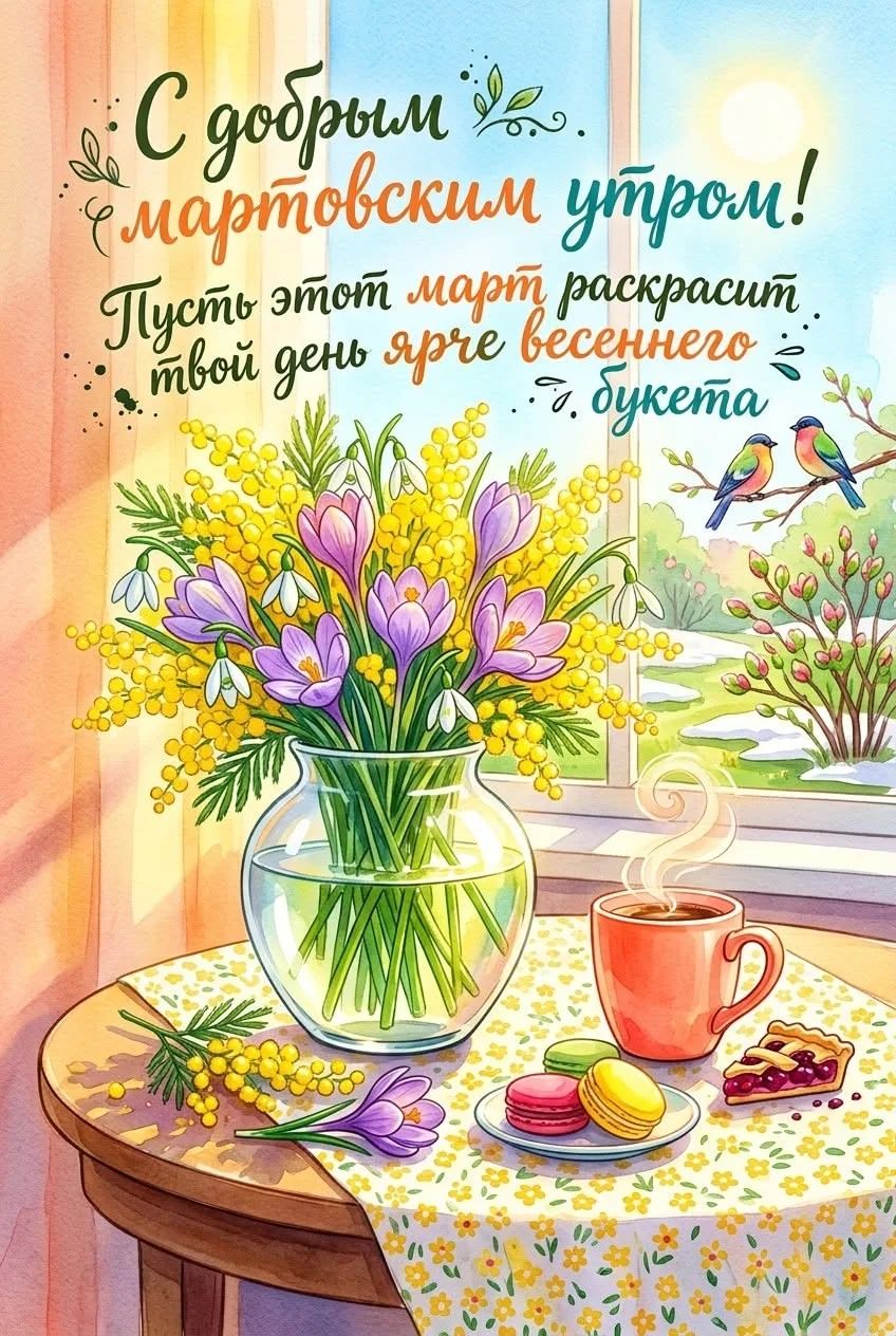 С добрым мартовским утром! Пусть этот март раскрасит твой день ярче весеннего букета