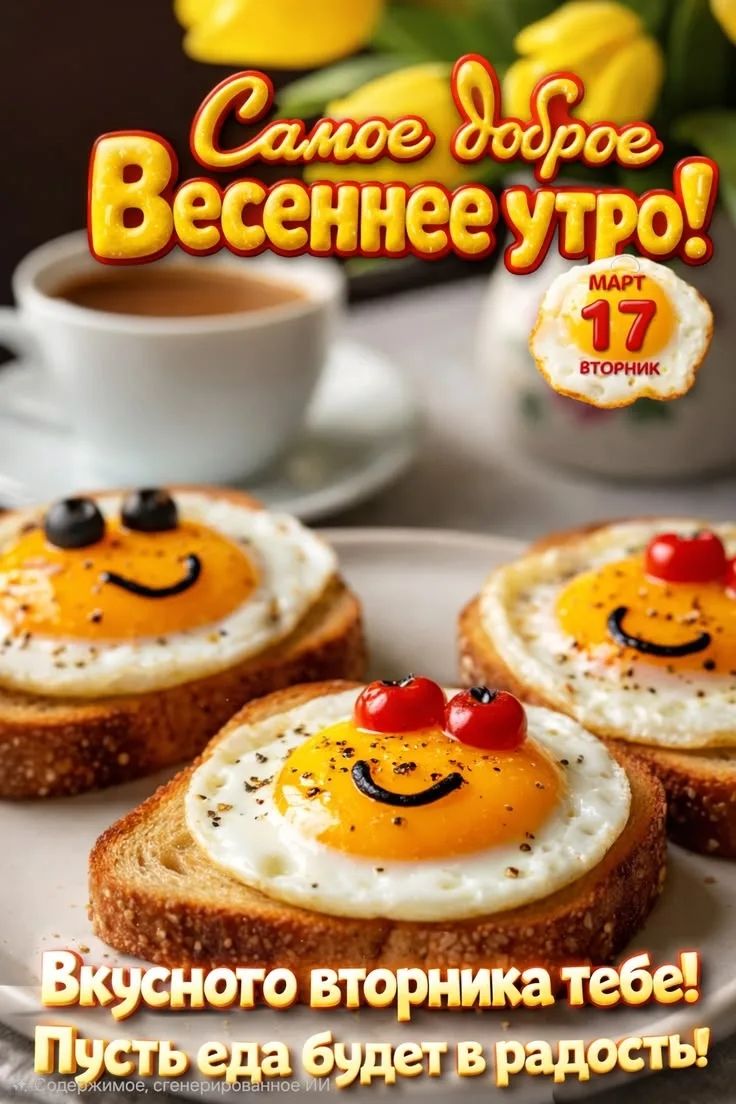 Самое доброе Весеннее утро! Март 17 вторник. Вкусного вторника тебе! Пусть еда будет в радость!