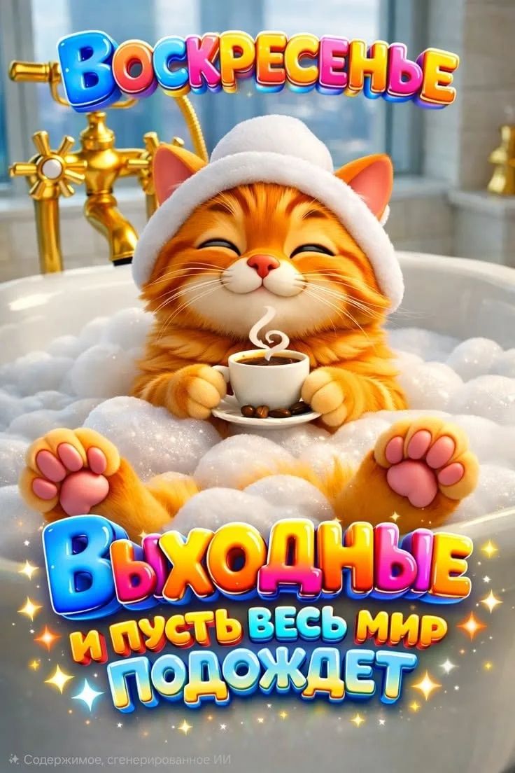 ВОСКРЕСЕНЬЕ ВЫХОДНЫЕ И ПУСТЬ ВЕСЬ МИР ПОДОЖДЕТ Содержимое, сгенерированное ИИ