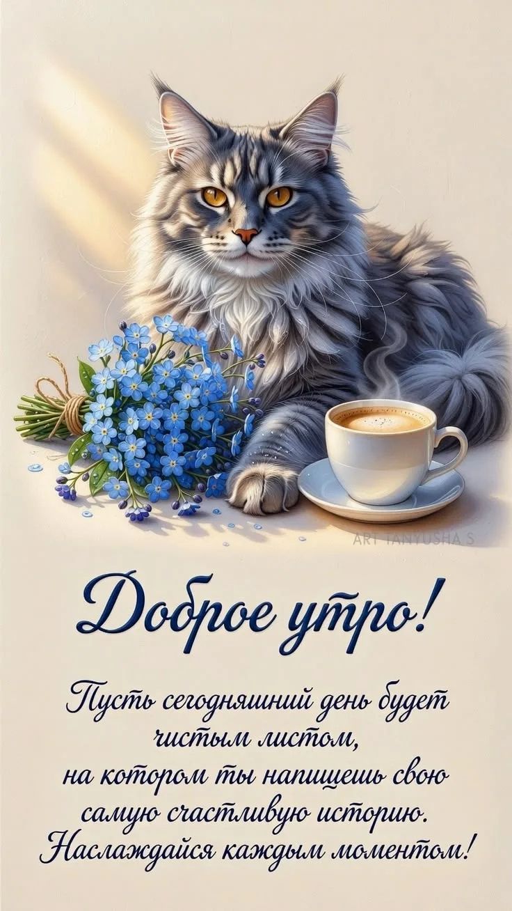 Доброе утро! Пусть сегодняшний день будет чистым листом, на котором ты напишешь свою самую счастливую историю. Наслаждайся каждым моментом!
