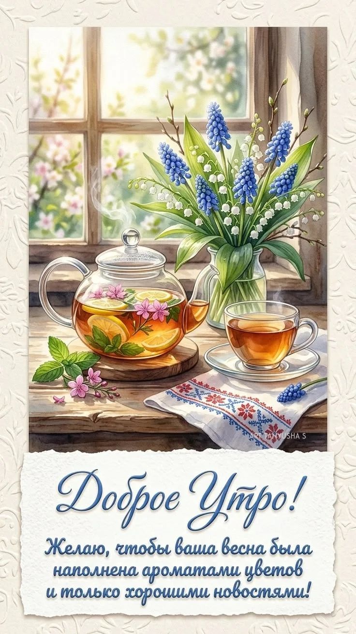 Доброе Утро! Желаю, чтобы ваша весна была наполнена ароматами цветов и только хорошими новостями!