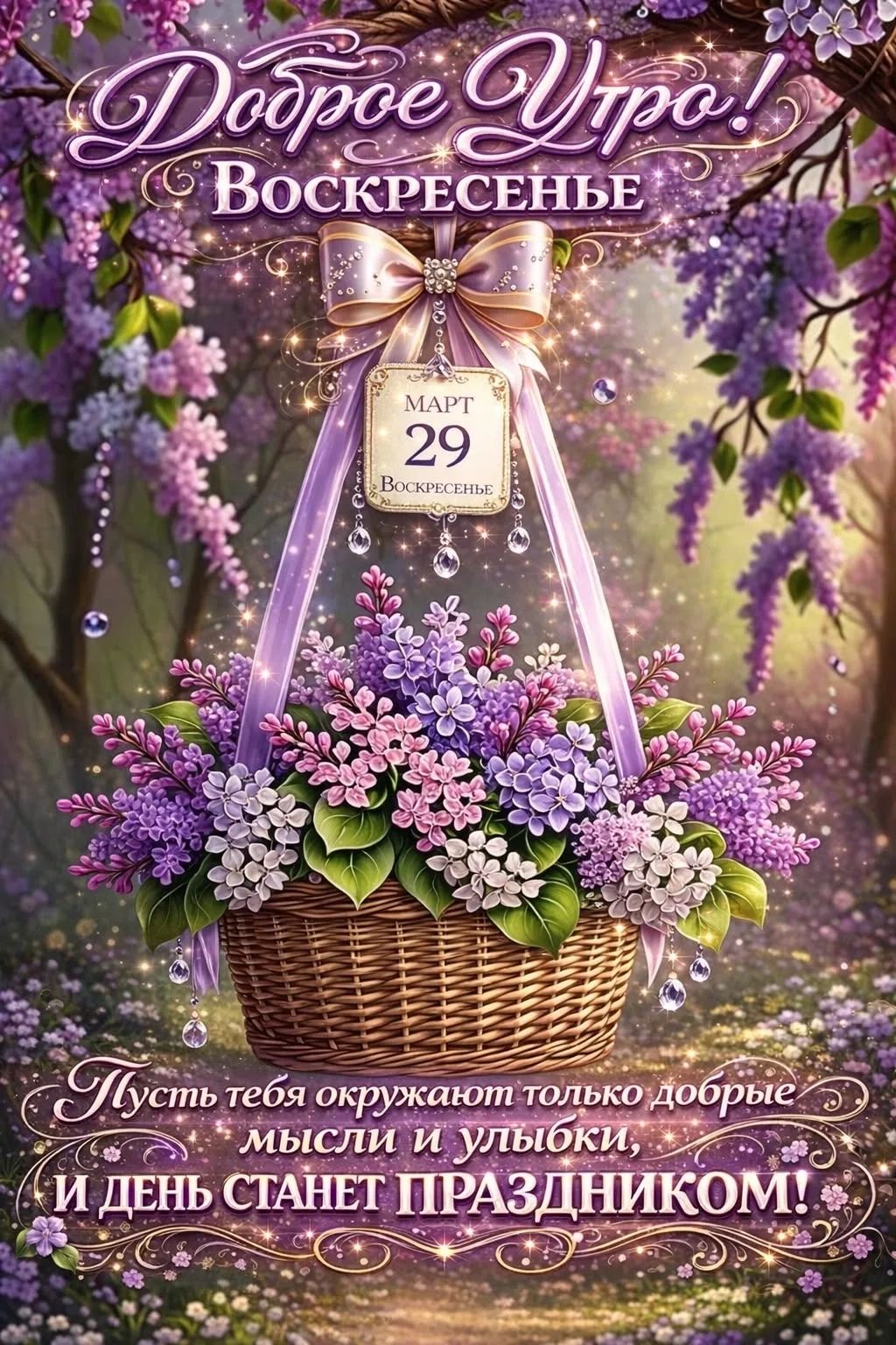 Доброе Утро! Воскресенье Март 29 Воскресенье Пусть тебя окружают только добрые мысли и улыбки, и день станет ПРАЗДНИКОМ!