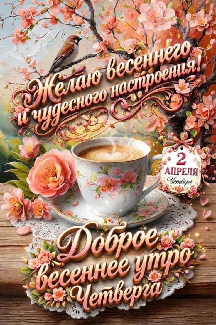 Желаю весеннего и чудесного настроения! 2 АПРЕЛЯ Четверг Доброе весеннее утро Четверга