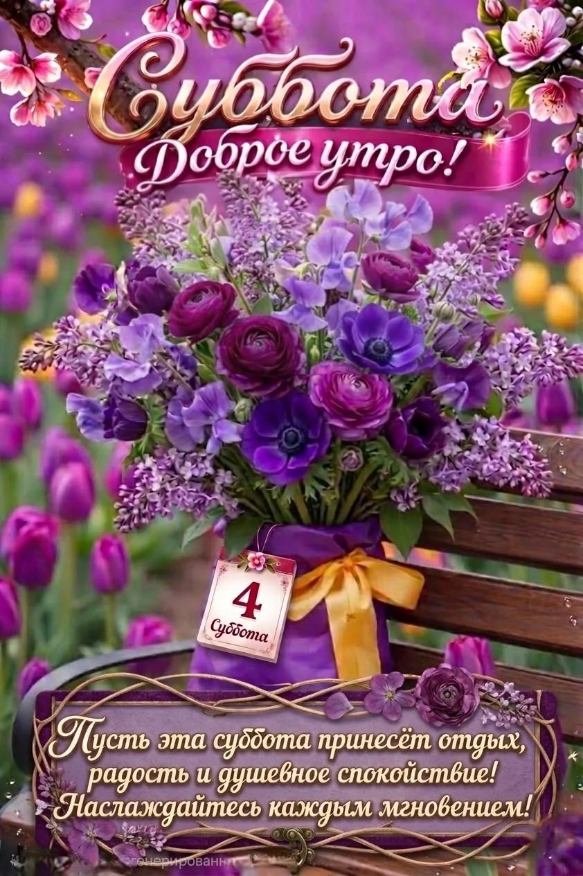Суббота Доброе утро! 4 Суббота Пусть эта суббота принесёт отдых, радость и душевное спокойствие! Наслаждайтесь каждым мгновением!