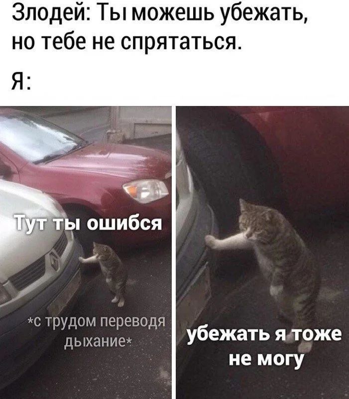 Злодей Ты можешь убежать но тебе не спрятаться пп ошибся _ к с трудом переводя дыханиё убежать ятоже не могу