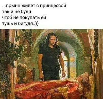 прынц живет принцессой так и не будя чтоб не покупать ей тушь и бигудя
