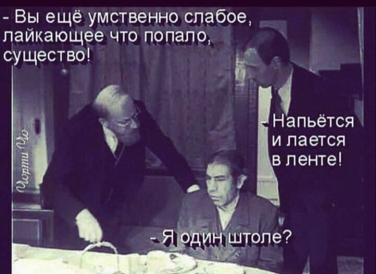 Вы ещё умственно слабое пайкающее что попало существо 51 і И пается зч Напьётся Т В ленте