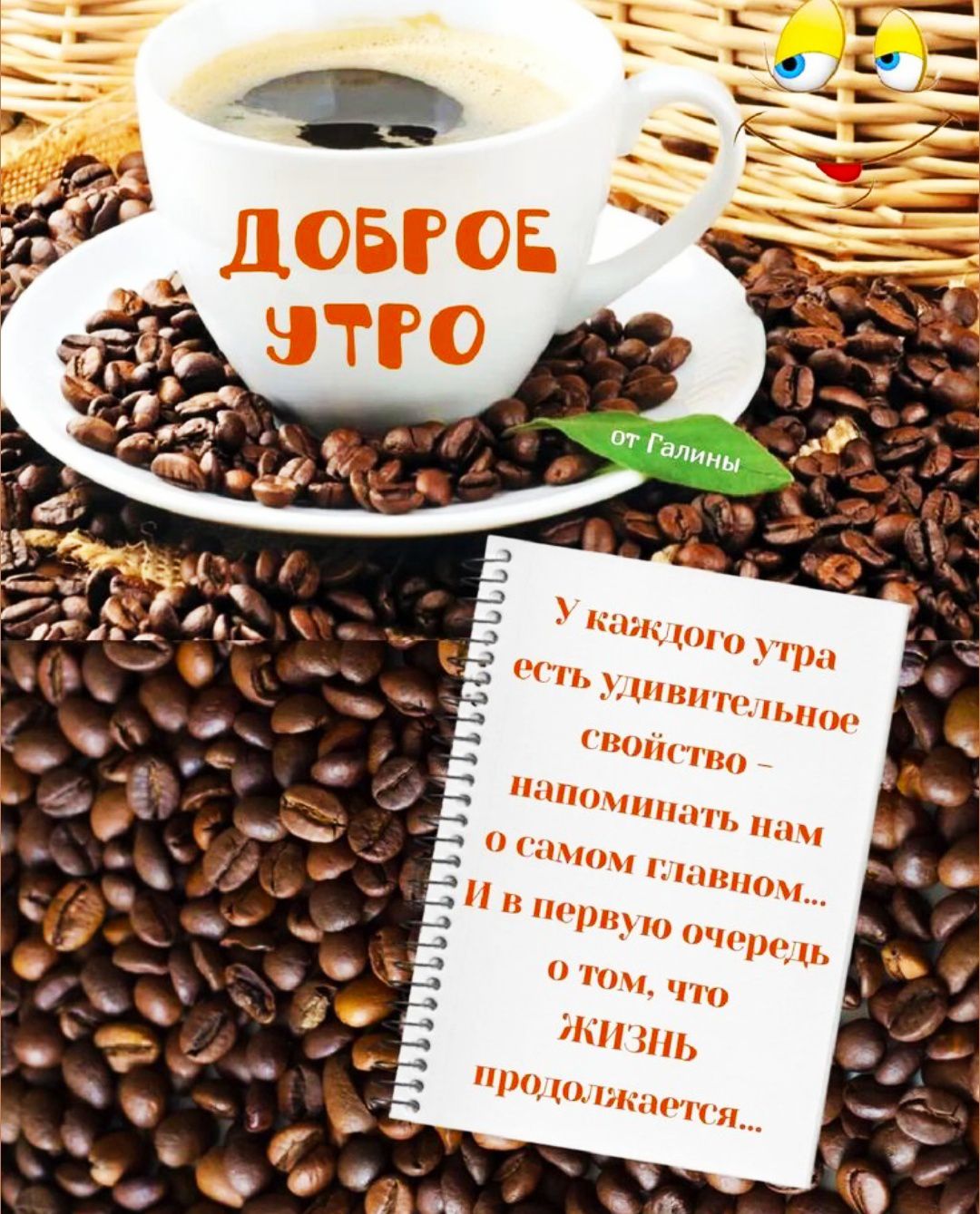 ДОБРОЕ УТРО
от Галины
У каждого утра есть удивительное свойство напоминать нам о самом главном... И в первую очередь о том, что ЖИЗНЬ продолжается...