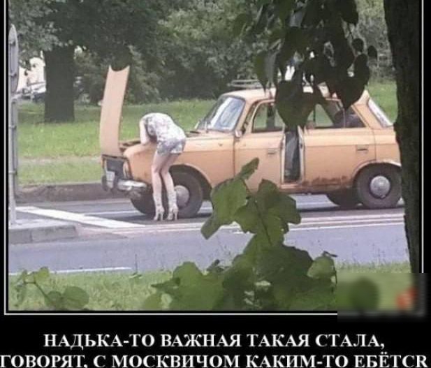 НАДЬКА-ТО ВАЖНАЯ ТАКАЯ СТАЛА, ГОВОРЯТ, С МОСКВИЧОМ КАКИМ-ТО ЕБЁСТР