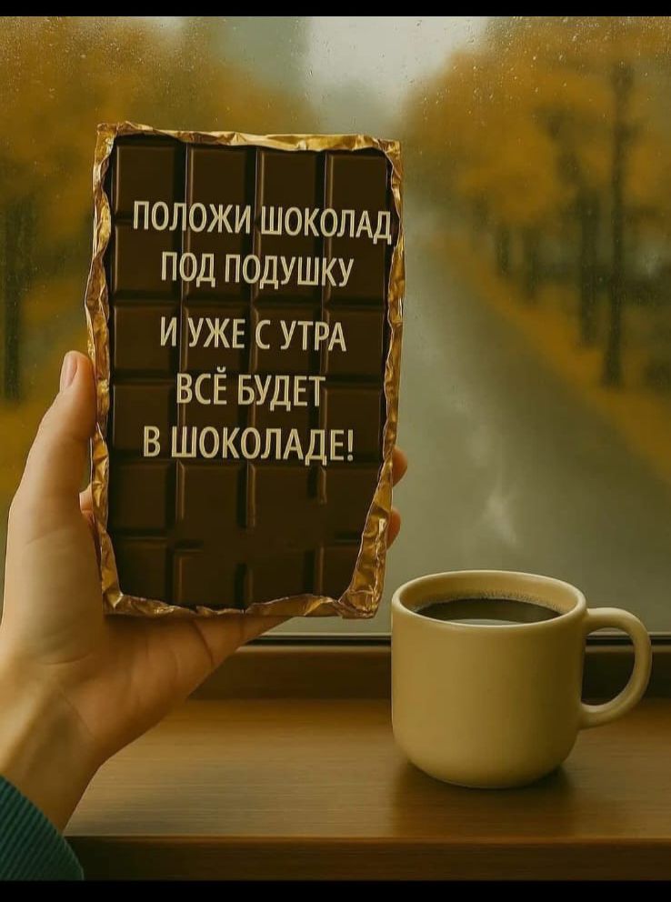 Положи шоколад под подушку и уже с утра всё будет в шоколаде!