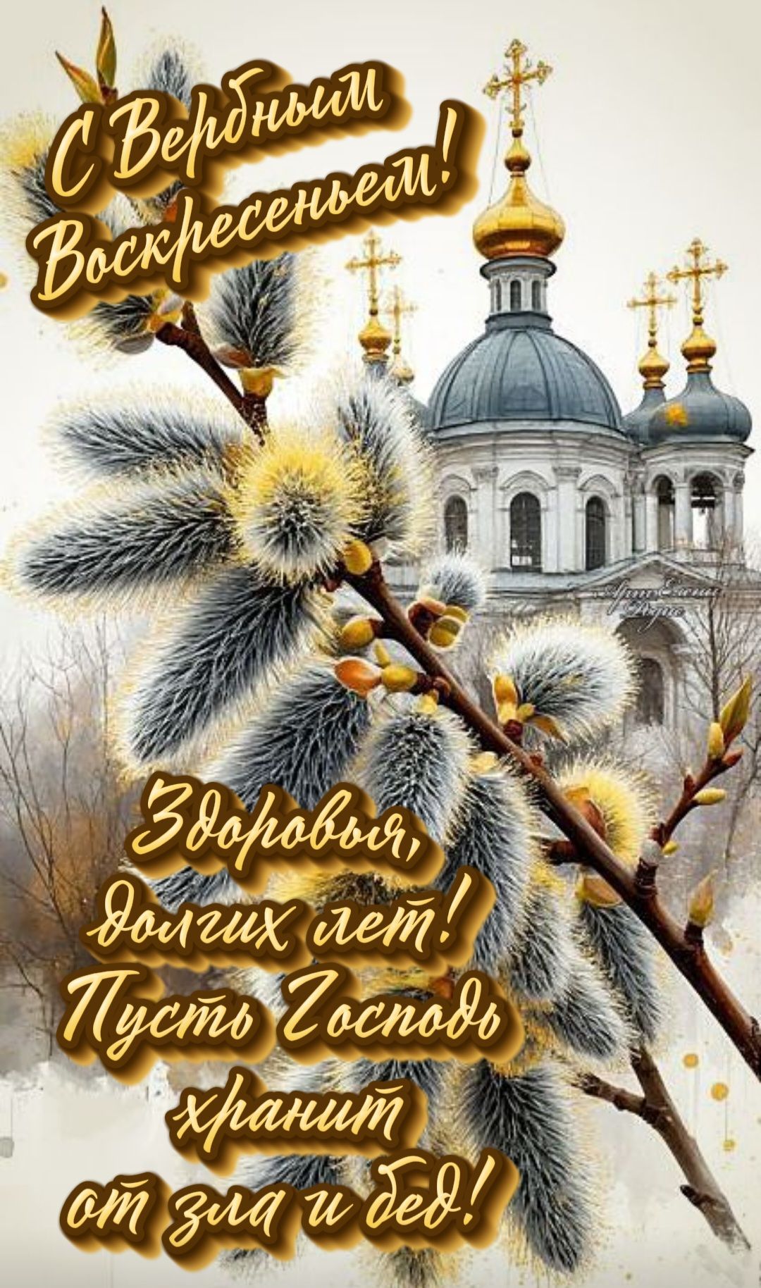 С Вербным Воскресеньем! Здоровья, долгих лет! Пусть Господь хранит от зла и бед!