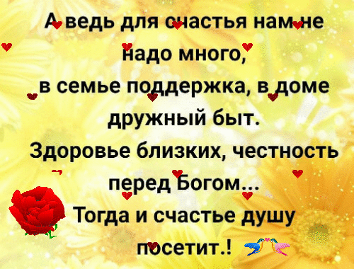 Аведь для анастья намше Надо много _в семье поддержка вдоме дружный быт Здоровье близких честность передъогомд Тогда и счастье душу посетит ч