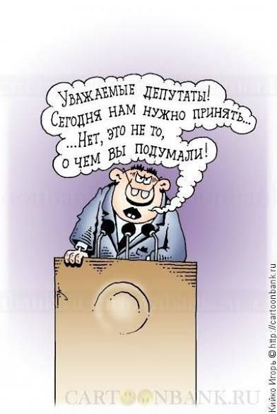 Уважаемые депутаты! Сегодня нам нужно принять... Нет, это не то, о чем вы подумали!