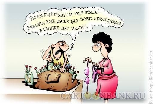 Ты бы ещё шубу на море взял! Видишь, уже даже для самого необходимого ... в багаже нет места!