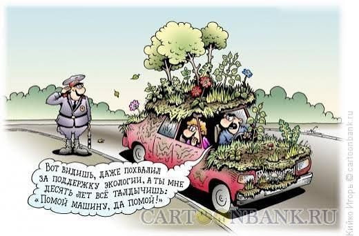 Вот видишь, даже похвалили за поддержку экологии, а ты мне десять лет жить — всё тачём! Помой машину, да помогай!