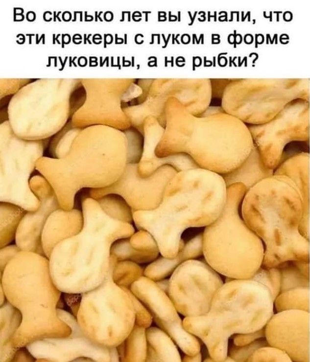 Во сколько лет вы узнали, что эти крекеры с луком в форме луковицы, а не рыбки?