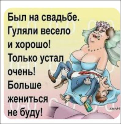 Был на свадьбе. Гуляли весело и хорошо! Только устал очень! Больше жениться не буду!
