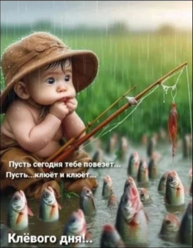 Пусть сегодня тебе повезёт... Пусть... клюёт и клюёт... Клёвого дня!