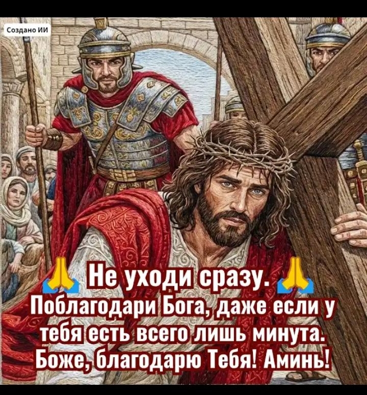 Не уходи сразу. 🙏 Поблагодари Бога, даже если у тебя есть всего лишь минута. Боже, благодарю Тебя! Аминь!