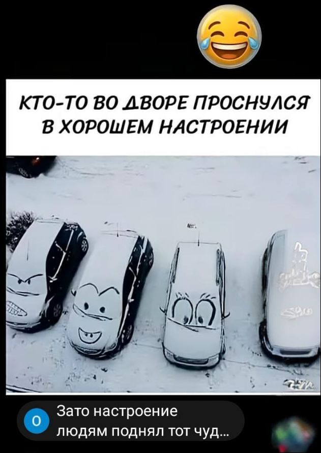 КТО-ТО ВО ДВОРЕ ПРОСНУЛСЯ В ХОРОШЕМ НАСТРОЕНИИ
Зато настроение людям поднял тот чуд...
