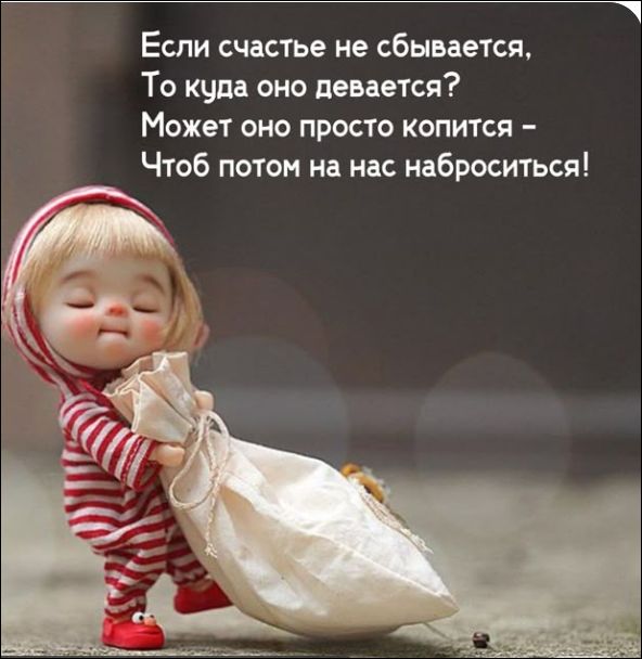 Если счастье не сбывается, То куда оно девается? Может оно просто копится – Чтоб потом на нас наброситься!