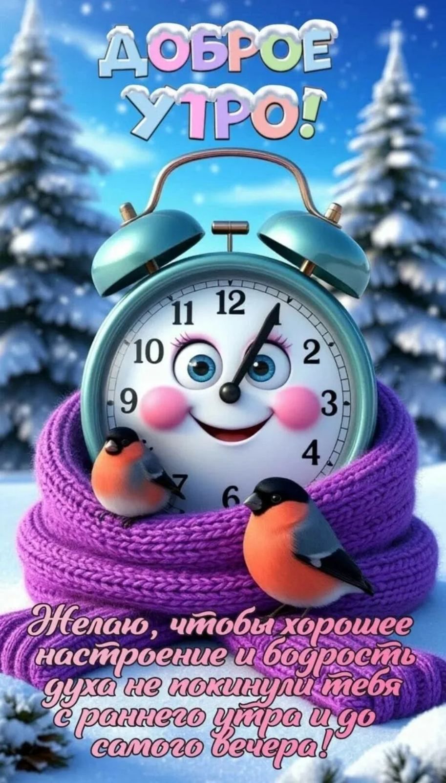 Доброе утро! Желаю, чтобы хорошее настроение и бодрость духа не покидали тебя с раннего утра и до самого вечера!