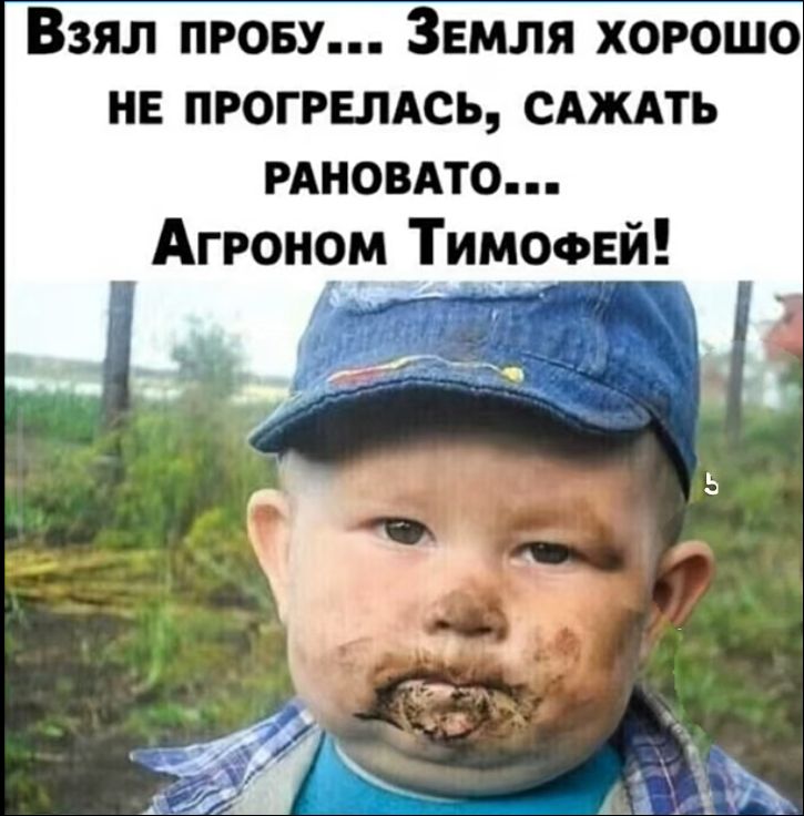 Взял пробу... Земля хорошо не прогрелась, сажать рановато... Агроном Тимофей!