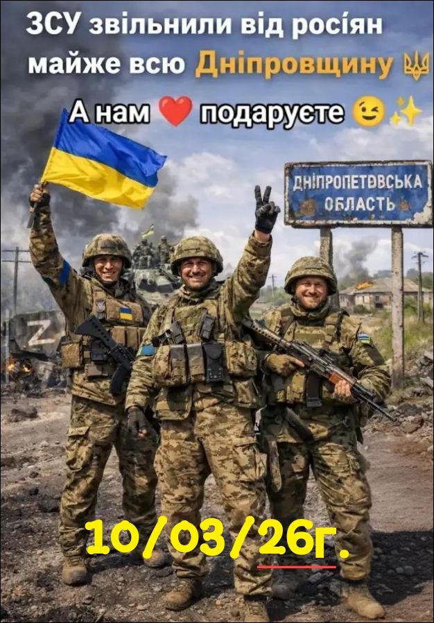 ЗСУ звільнили від росіян майже всю Дніпропетровщину А нам подаруйте 10/03/26г.