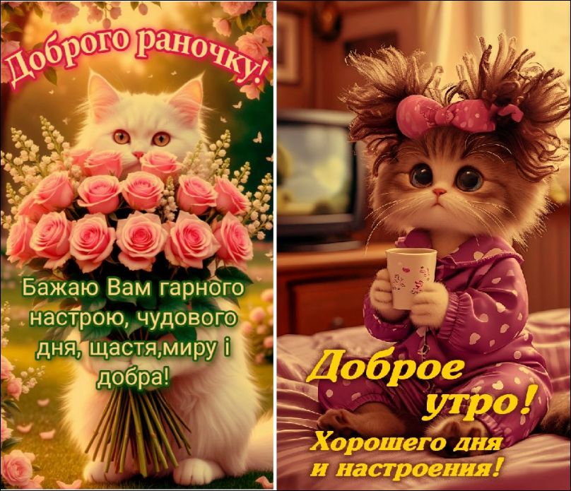 Доброе утро! Желаю Вам хорошего настроения, чудесного дня, счастья, мира и добра! Доброе утро! Хорошего дня и настроения!