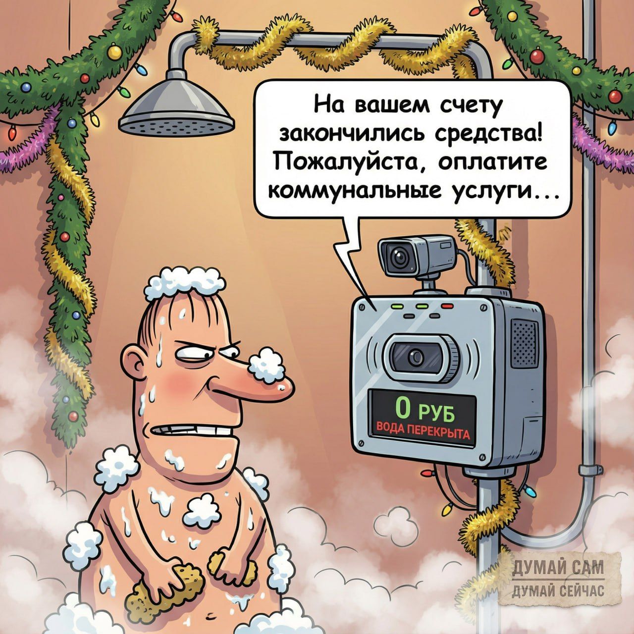 На вашем счёту закончились средства! Пожалуйста, оплатите коммунальные услуги... 0 РУБ ВОДА ПЕРЕКРЫТА