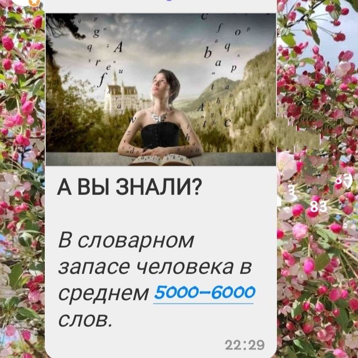 А ВЫ ЗНАЛИ? В словарном запасе человека в среднем 5000–6000 слов.