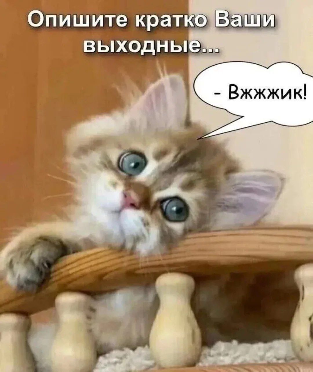 Опишите кратко Ваши выходные...
- Вжжжик!