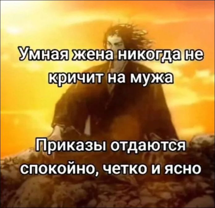 Умная жена никогда не кричит на мужа Приказы отдаются спокойно, четко и ясно