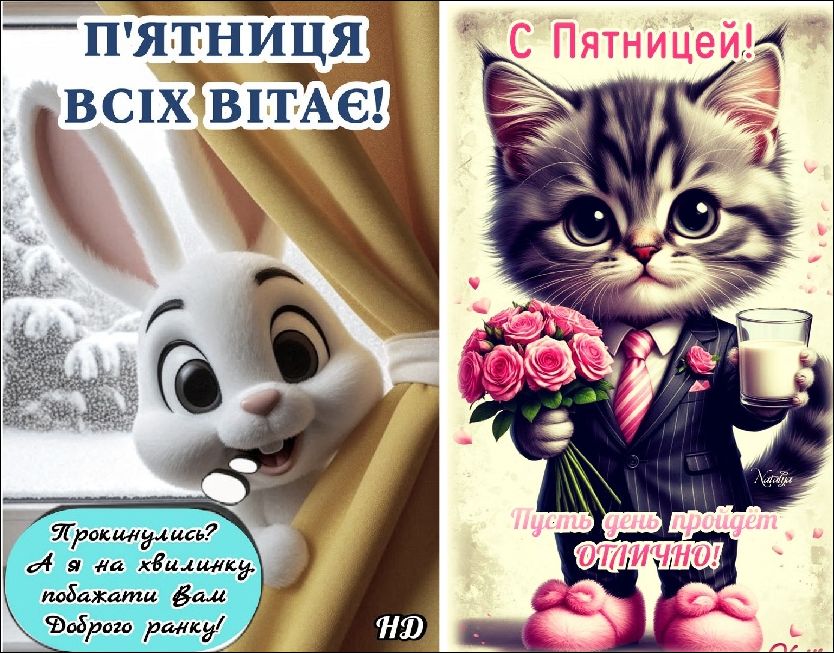 П'ЯТНИЦЯ ВСІХ ВІТАЄ! Прокинулись? А я на хвилинку побажати Вам Доброго ранку! С Пятницей! Пусть день пройдет ОТЛИЧНО!