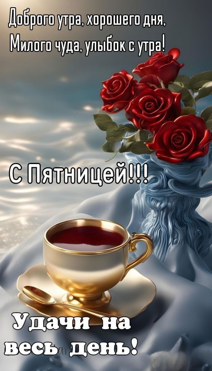 Доброе утро, хорошего дня, Милого чуда, улыбок с утра! С Пятницей!!! Удачи на весь день!