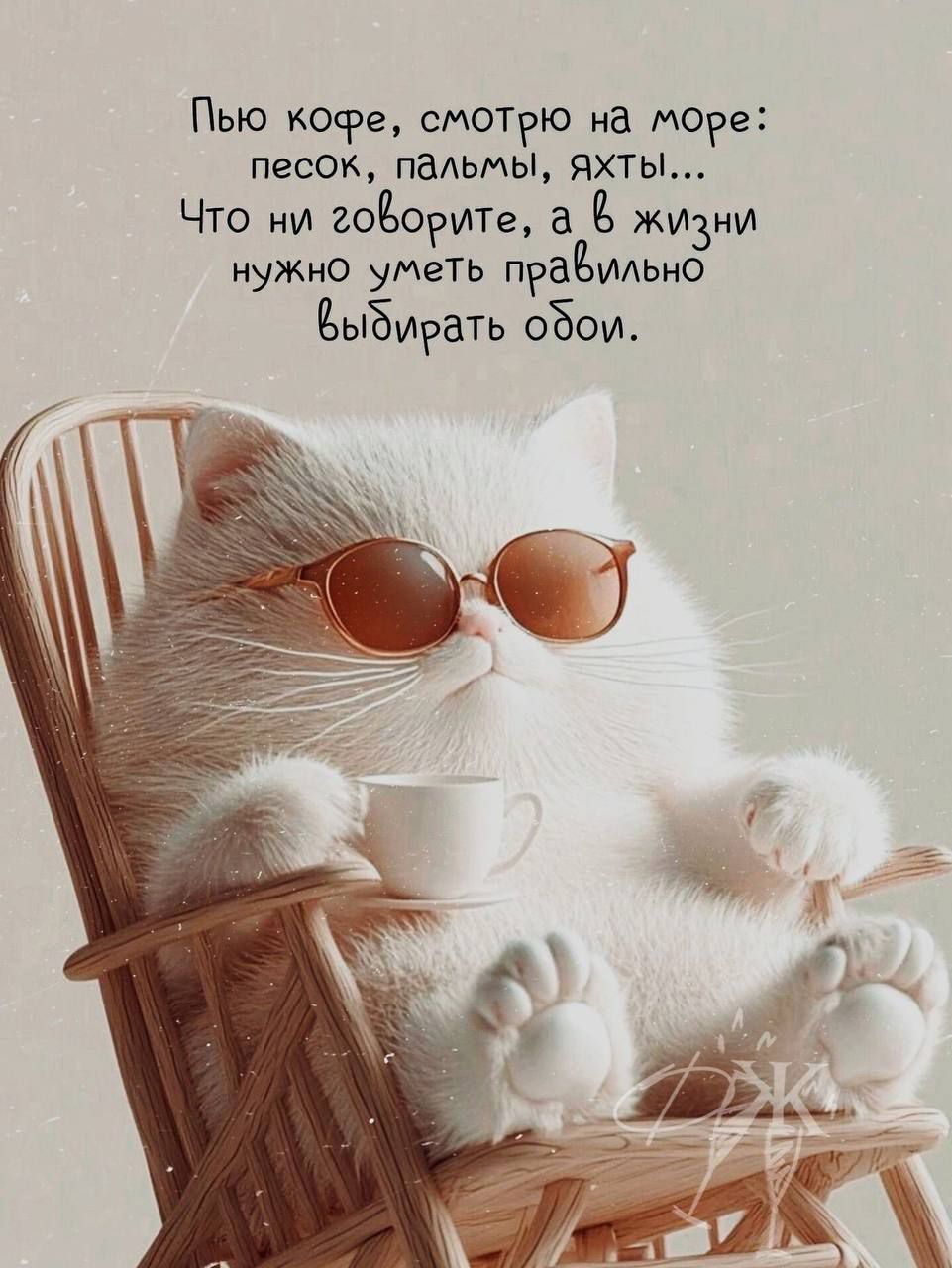 Пью кофе, смотрю на море: песок, пальмы, яхты... Что ни говорите, а в жизни нужно уметь правильно выбирать обои.