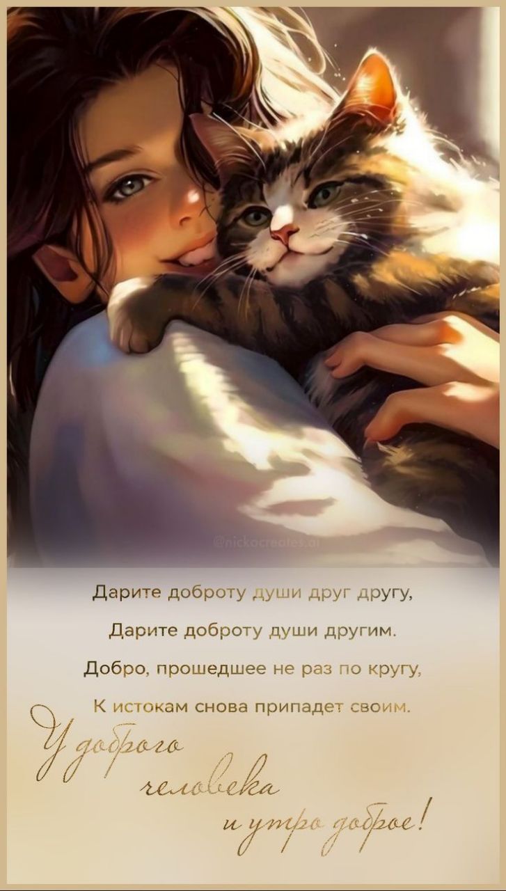 Дарите добротy души друг другу, Дарите добротy души другим. Добро, прошедшее не раз по кругу, К истокам снова припадает своим. У доброго человека и утро доброе!