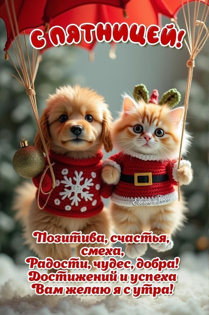 С ПЯТНИЦЕЙ! Позитива, счастья, смеха, радости, чудес, добра! Достижений и успеха Вам желаю я с утра!