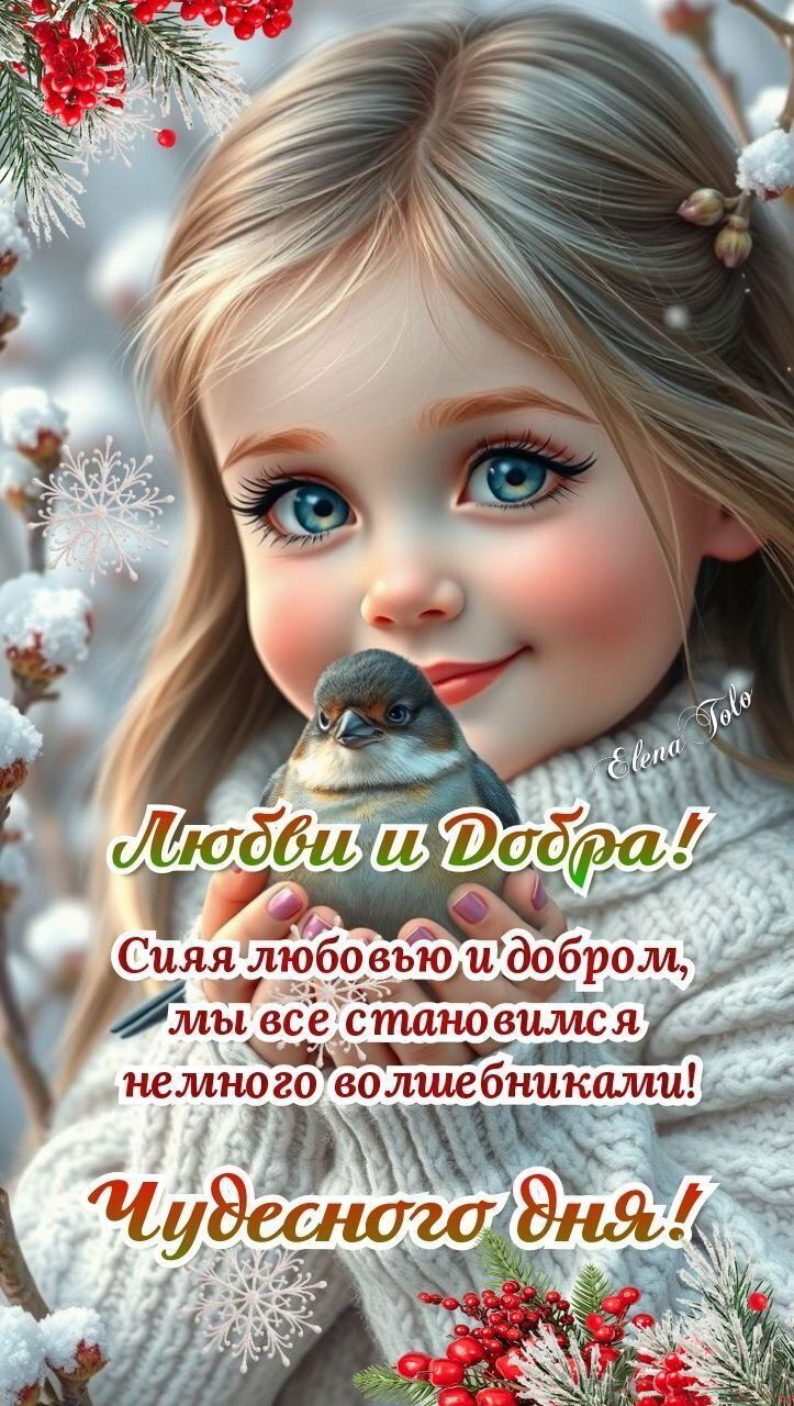 Любви и Добра!\nСияя любовью и добром, мы все становимся немного волшебниками!\nЧудесного дня!