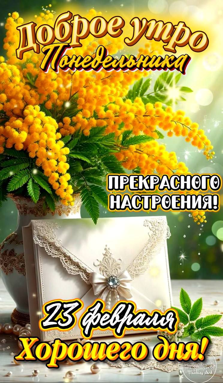 Доброе утро Понедельника
ПРЕКРАСНОГО НАСТРОЕНИЯ!
23 февраля Хорошего дня!
