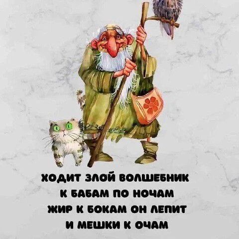 ходит злой волшебник к бабам по ночам жир к бокам он лепит и мешки к очам