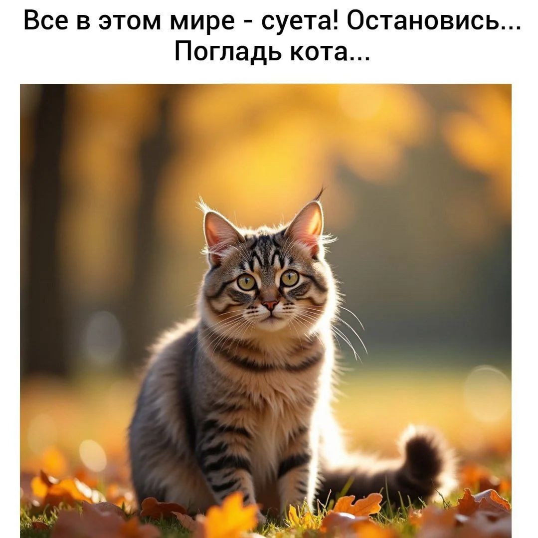 Все в этом мире - суета! Остановись... Погладь кота...