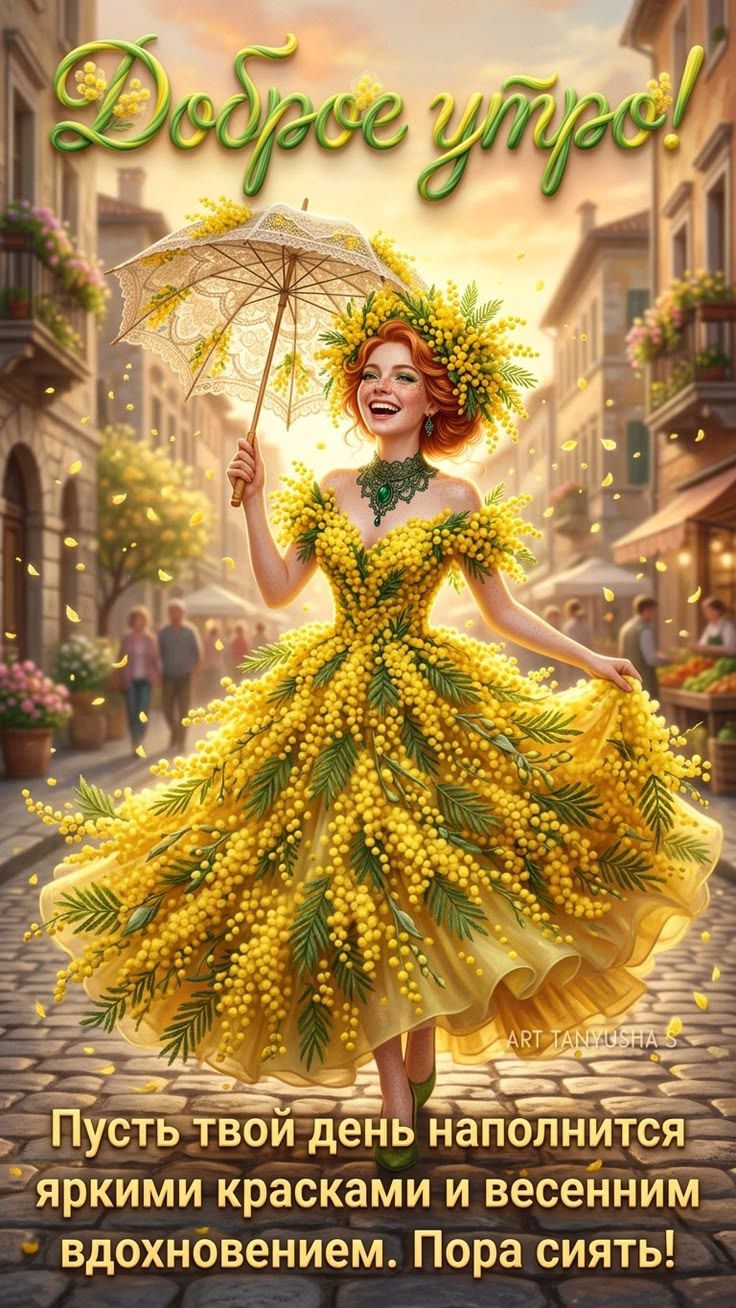 Доброе утро! Пусть твой день наполнится яркими красками и весенним вдохновением. Пора сиять!
