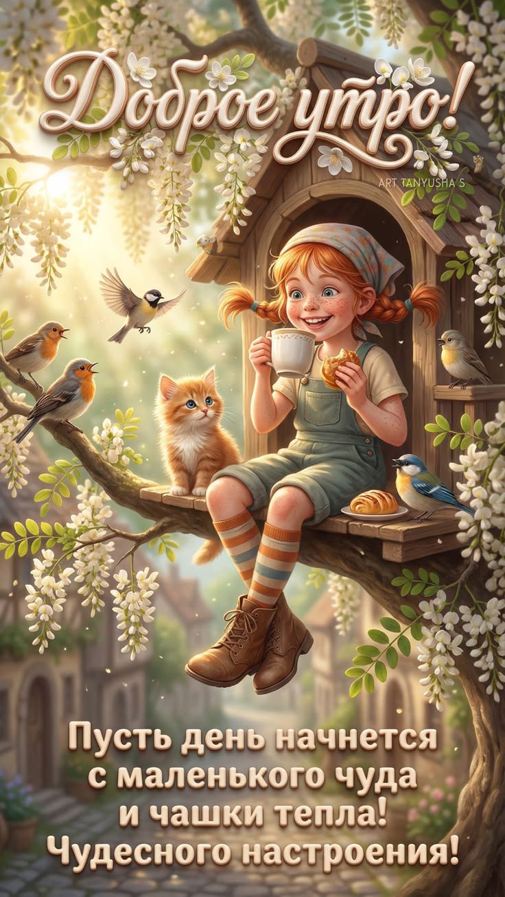 Доброе утро! ART TANYUSHA S Пусть день начнется с маленького чуда и чашки тепла! Чудесного настроения!