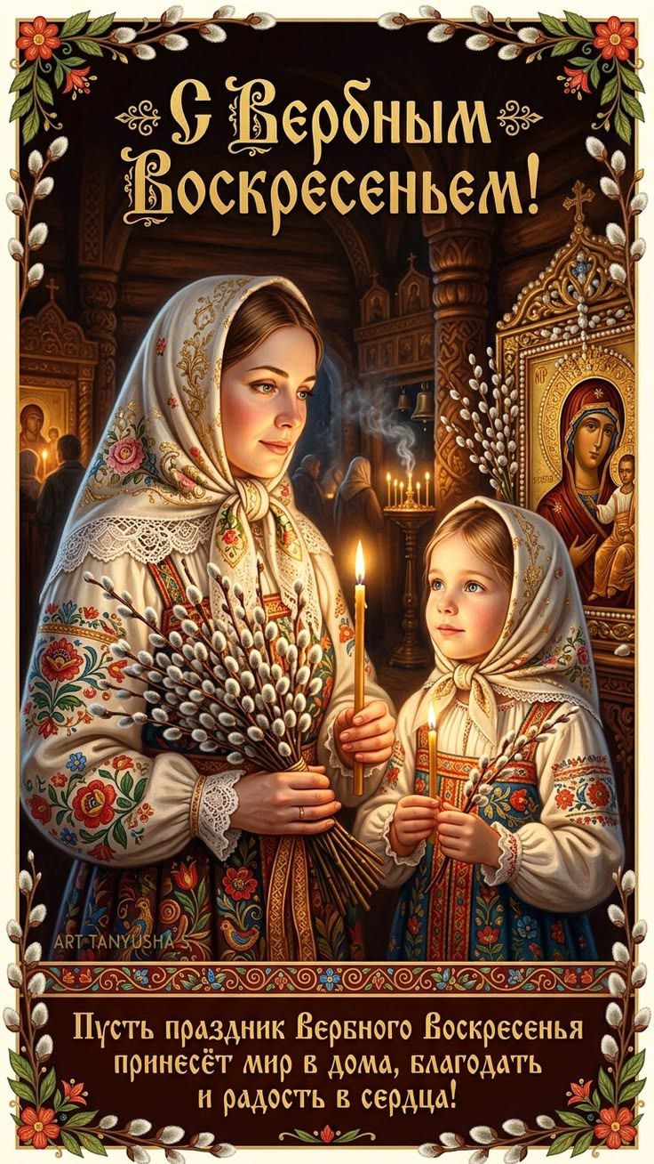 С Вербным Воскресеньем! Пусть праздник Вербного Воскресенья принесёт мир в дома, благодать и радость в сердца!