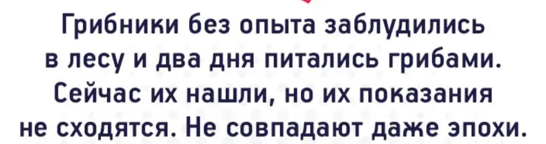 Грибники без опыта заблудились в лесу и два дня питались грибами Сейчас их нашли но их показания не сходятся Не совпадают даже эпохи