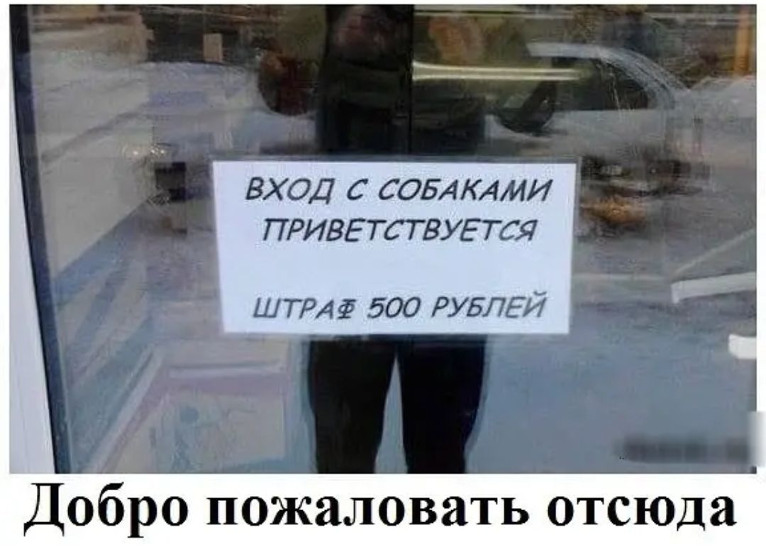 ВХОД С СОБАКАИИ ПРИВЕТ СТ ВУЕТ СЯ ШТРАФ 500 РУБЛЕЙ Добро пожаловать отсюда